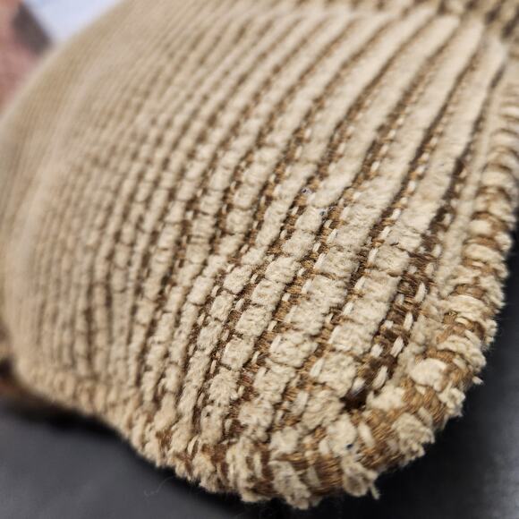 THROW PILLOW Boho Floral Striped Beige Yellow Orange Double Sided 19" x 19" x 5" - Picture 5 of 10